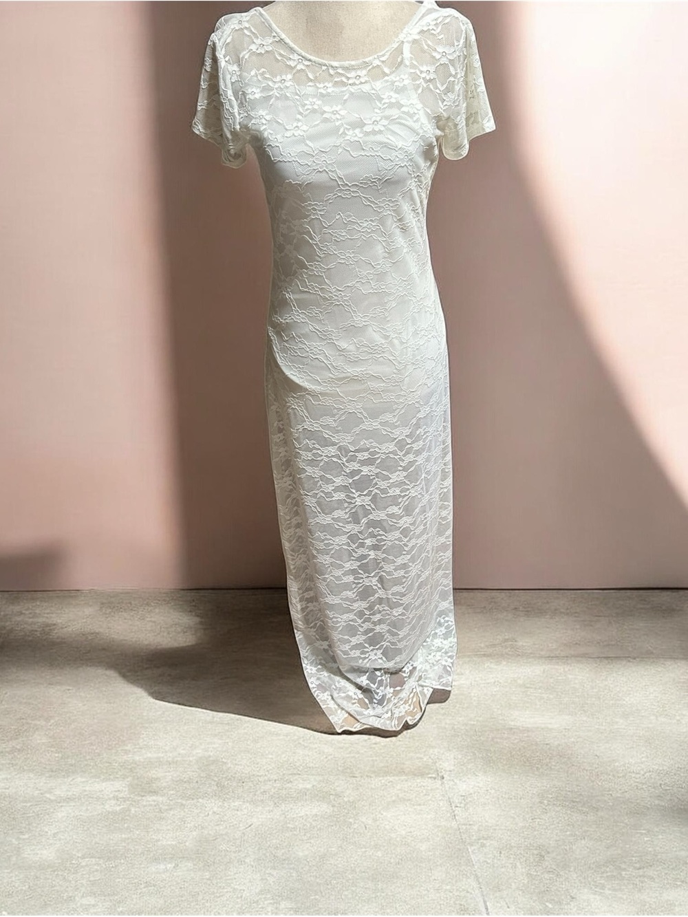 wild fable Off White Lace Short Sleeve Maxi Dress Size Small NWT